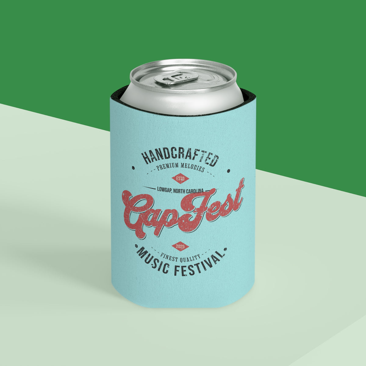 GapFest Can Cooler - GapFest Vintage Logo Design (Aqua)