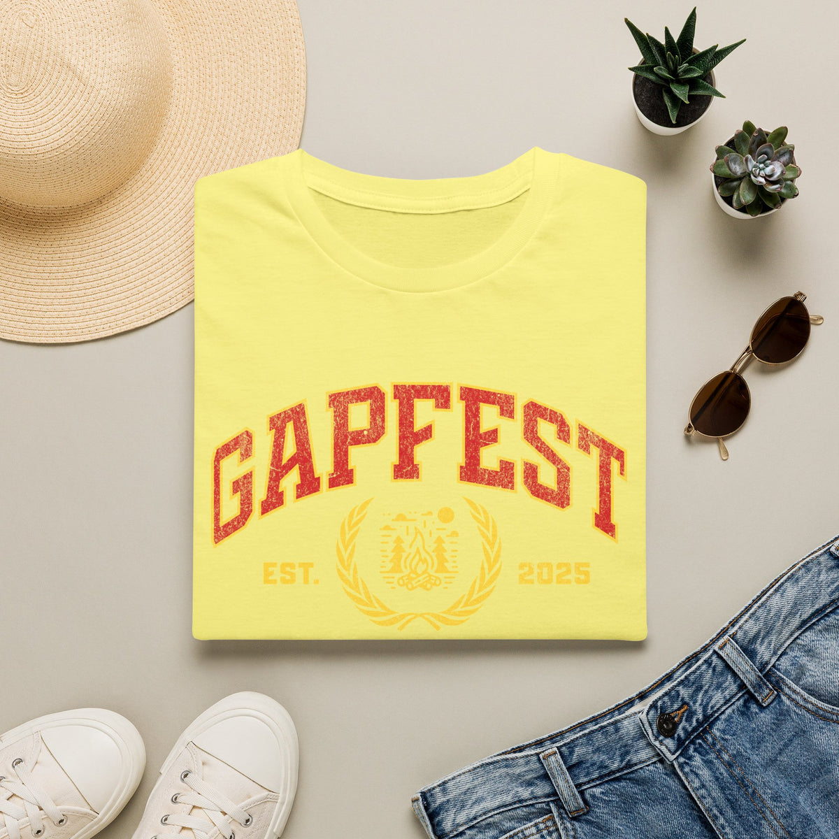 Gapfest Front Design Fitted T-Shirt — Vintage College Crest Tee