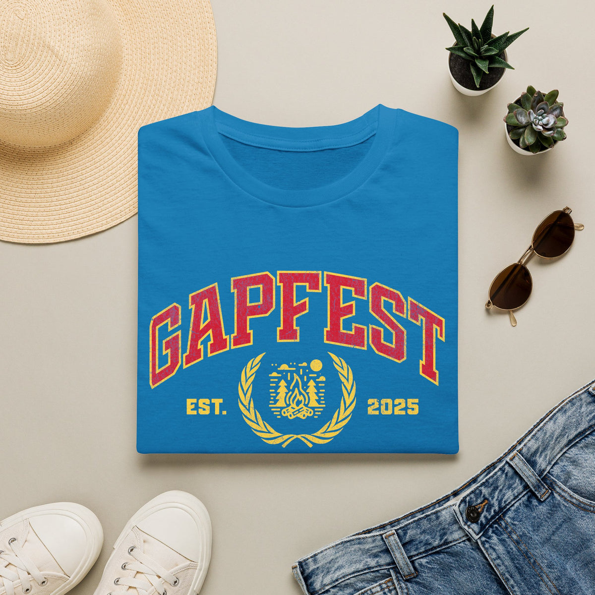 Gapfest Front Design Fitted T-Shirt — Vintage College Crest Tee