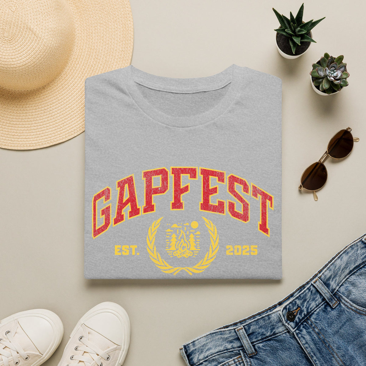 Gapfest Front Design Fitted T-Shirt — Vintage College Crest Tee