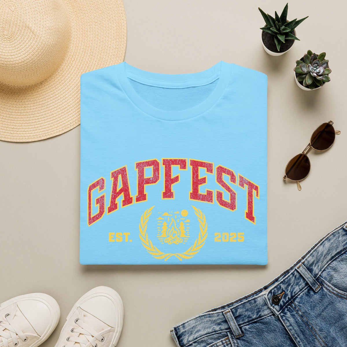 Gapfest Front Design Fitted T-Shirt — Vintage College Crest Tee