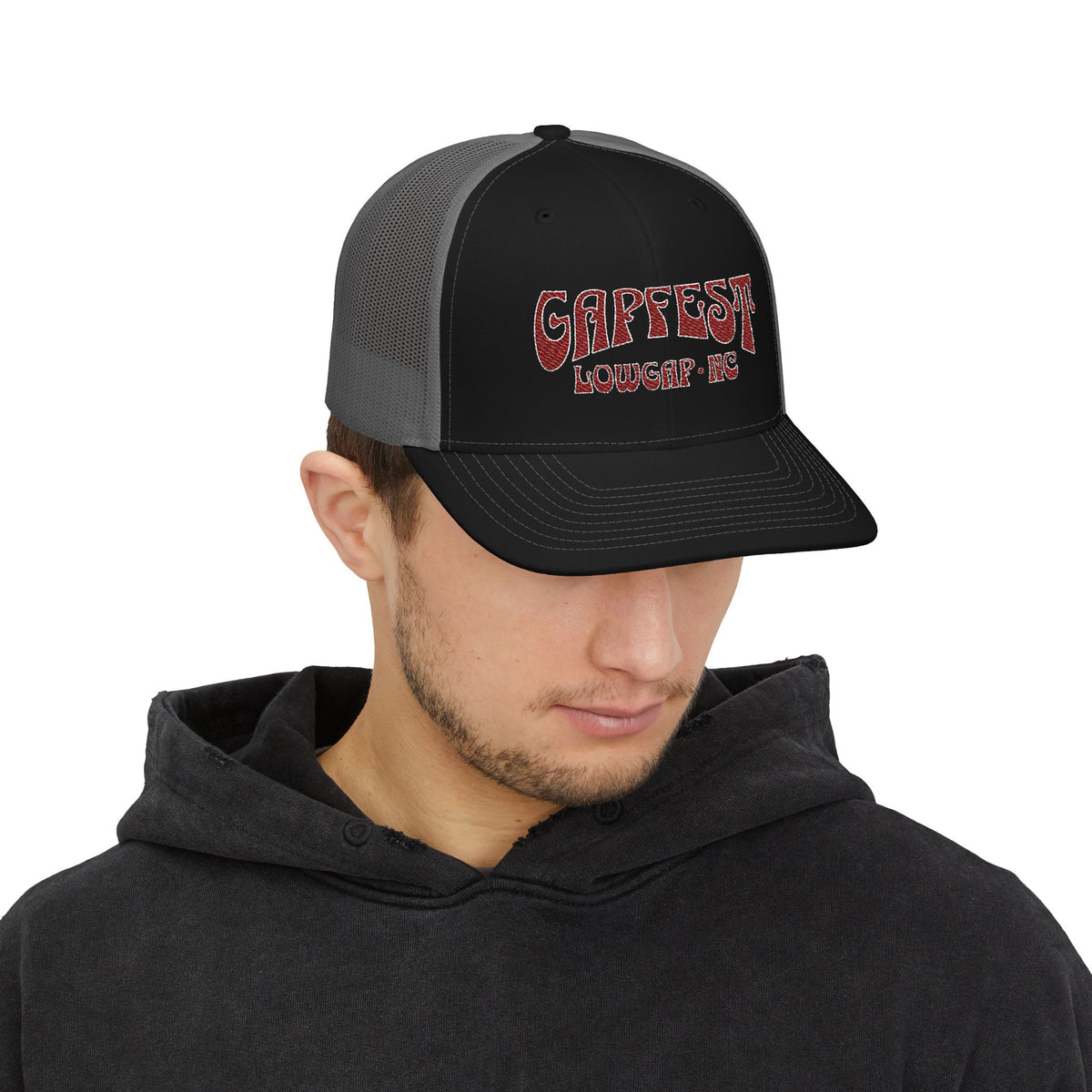 Embroidered GapFest 2025 OG Trucker Cap - Vintage Distressed Snapback Hat