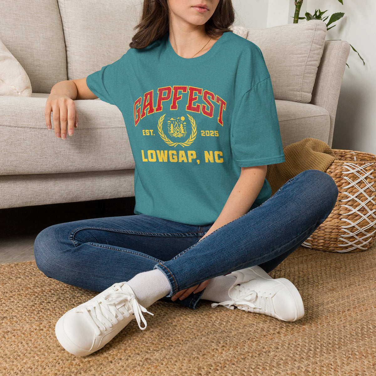 Gapfest Front Design Fitted T-Shirt — Vintage College Crest Tee