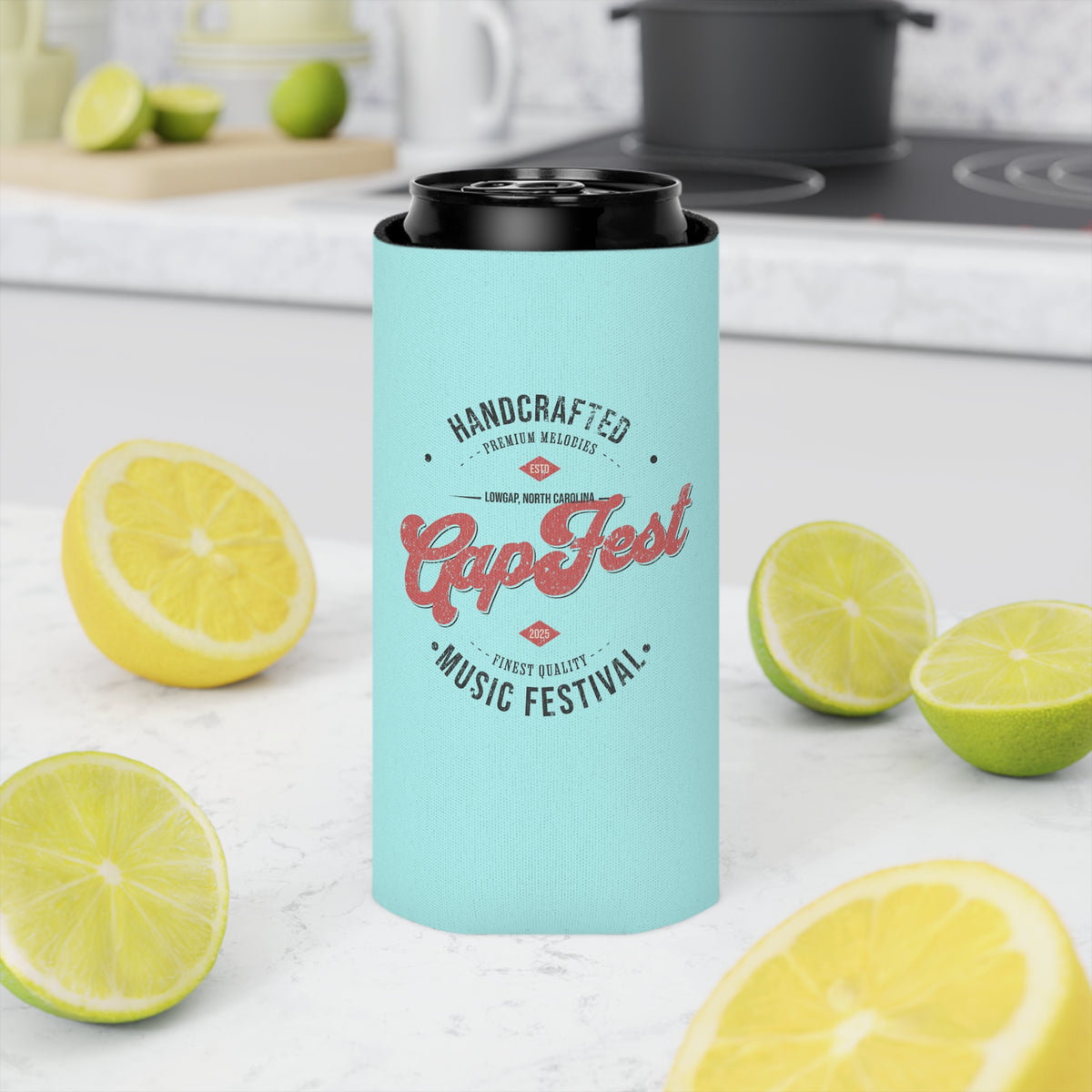 GapFest Can Cooler - GapFest Vintage Logo Design (Aqua)