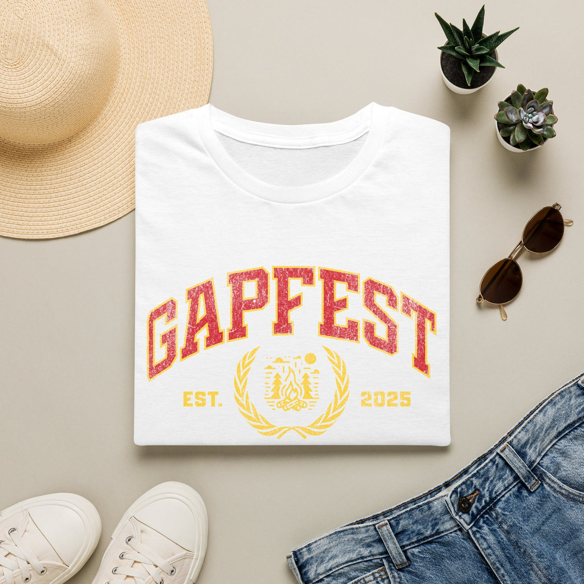 Gapfest Front Design Fitted T-Shirt — Vintage College Crest Tee