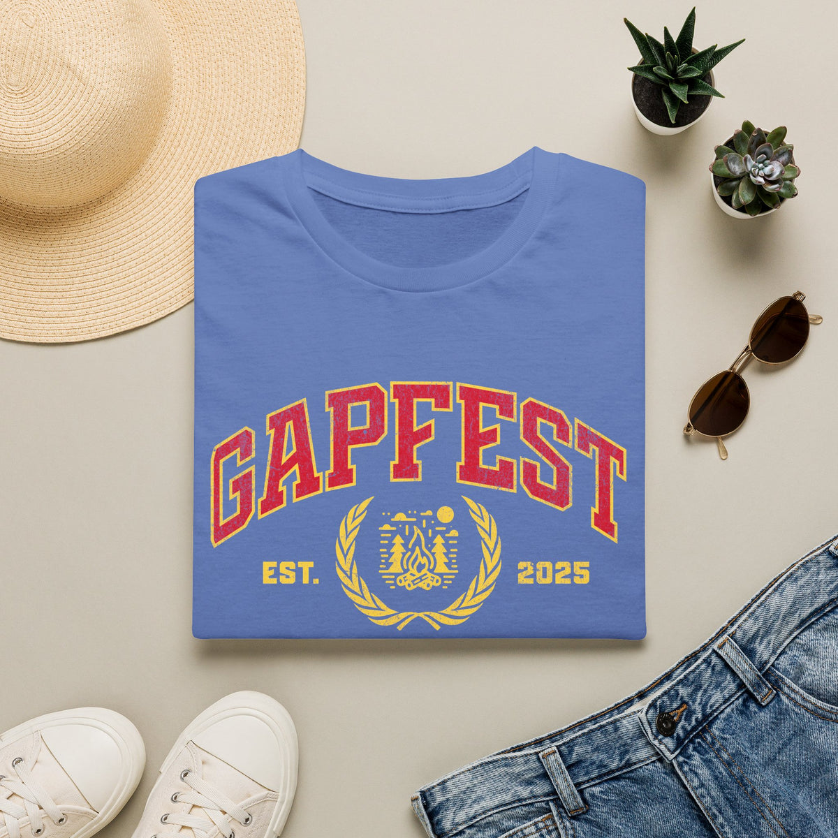 Gapfest Front Design Fitted T-Shirt — Vintage College Crest Tee